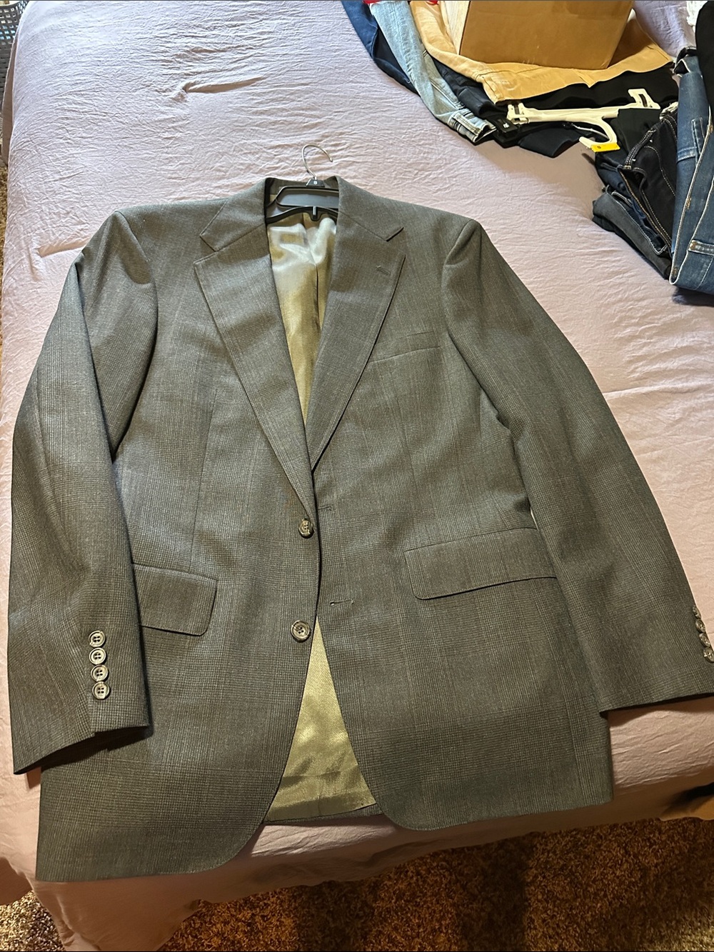 Clarks Men's Charcoal Gray Two-Button Wool Blazer